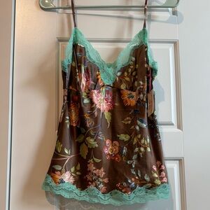 Gold Hawk Silk Beaded Cami Brown Small